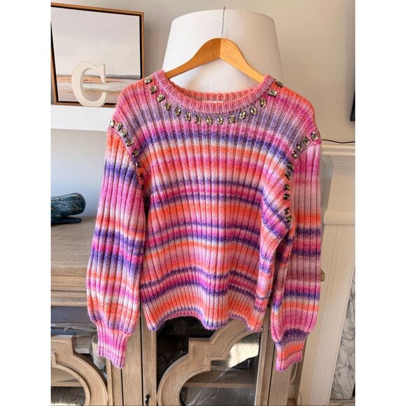 NWOT CINQ À SEPT Myra Striped Sweater Size Medium - Picture 1 of 8